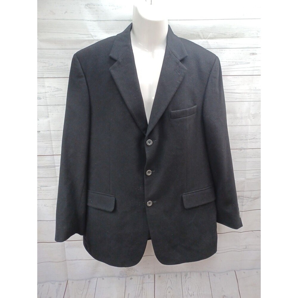 Jos A Bank Mens Sz 41R Solid Black 100% Cashmere Sport Coat Blazer Jacket